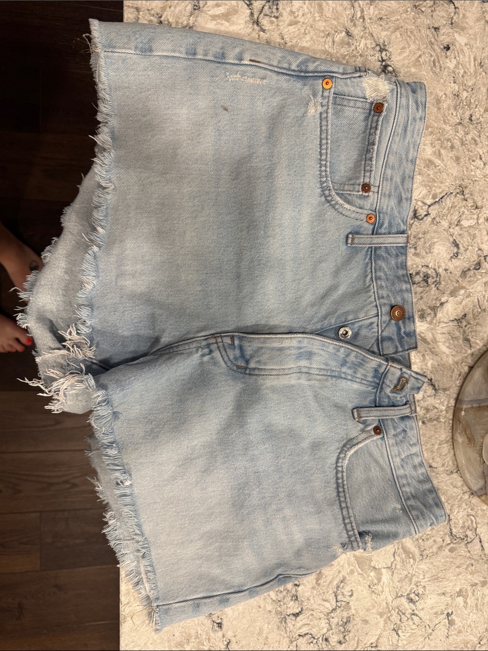 Madewell Light Blue Denim Shorts with Signature Label relax denim shorts